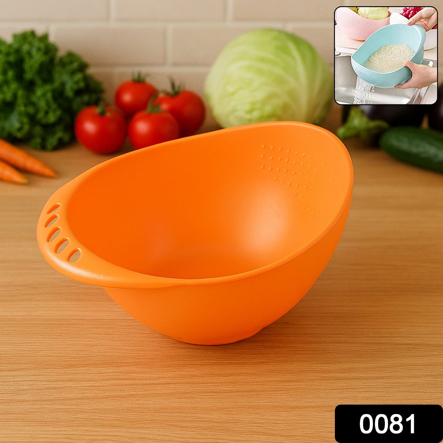 Virgin Rice Bowl Durable Plastic Strainer, Water Strainer | Vegetable & Fruits Washing Bowl thumbnail 2