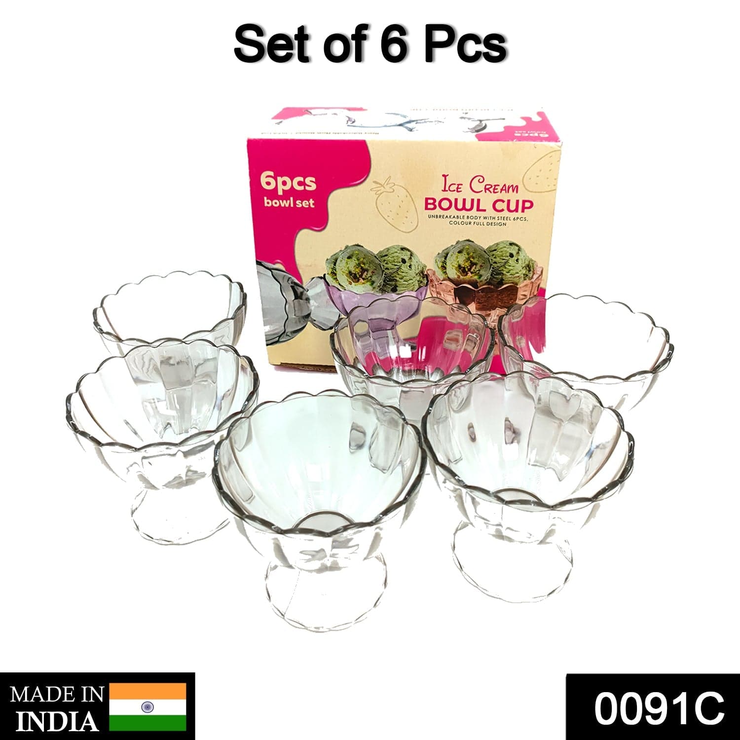Serving Dessert Bowl Ice Cream Salad Fruit Bowl - 6pcs Serving Dessert Bowl Ice Cream Salad Fruit Bowl - 6pcs thumbnail 2