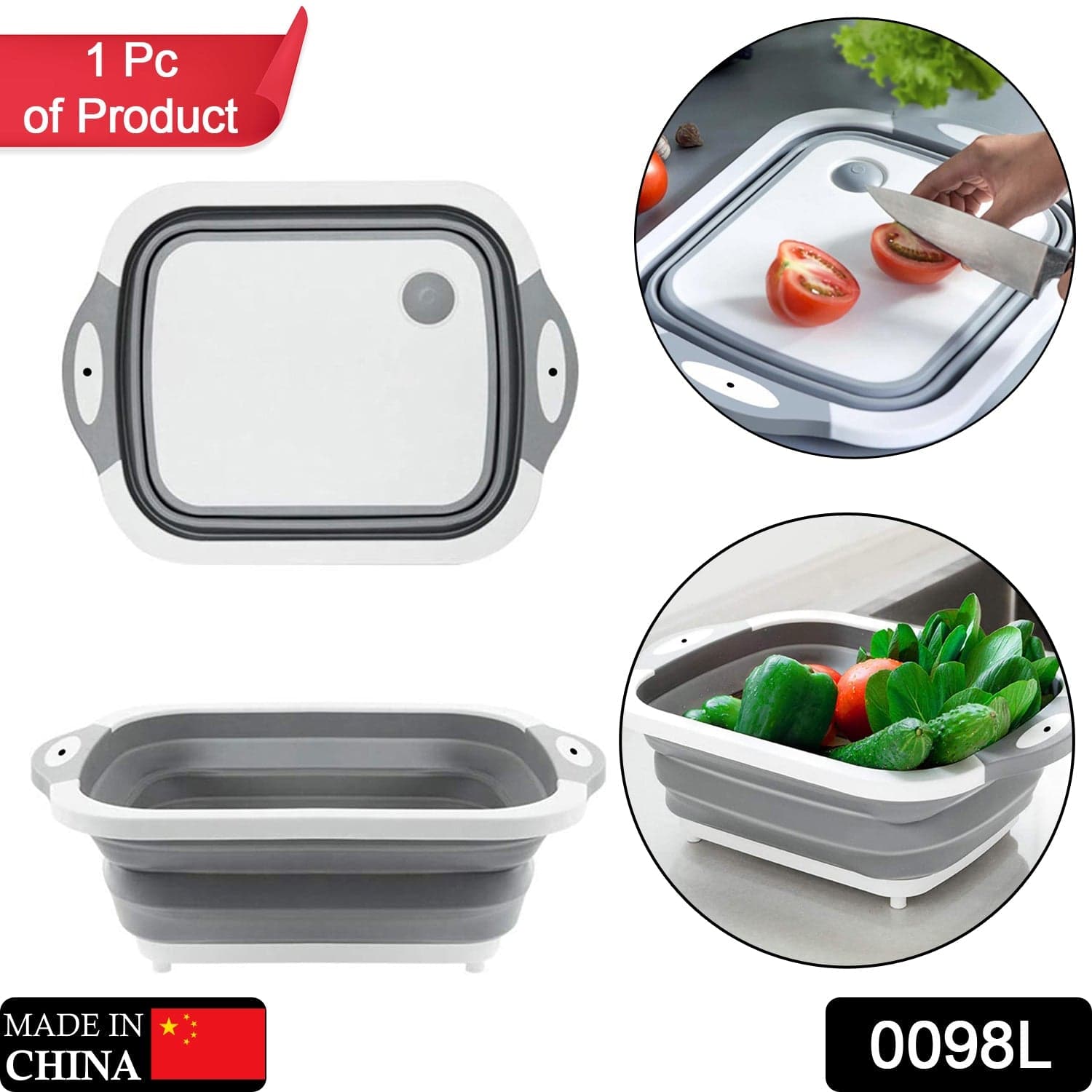 COLLAPSIBLE CUTTING BOARD WITH DISH TUB BASKET For Kitchen Use ( 1 Pcs ) thumbnail 2