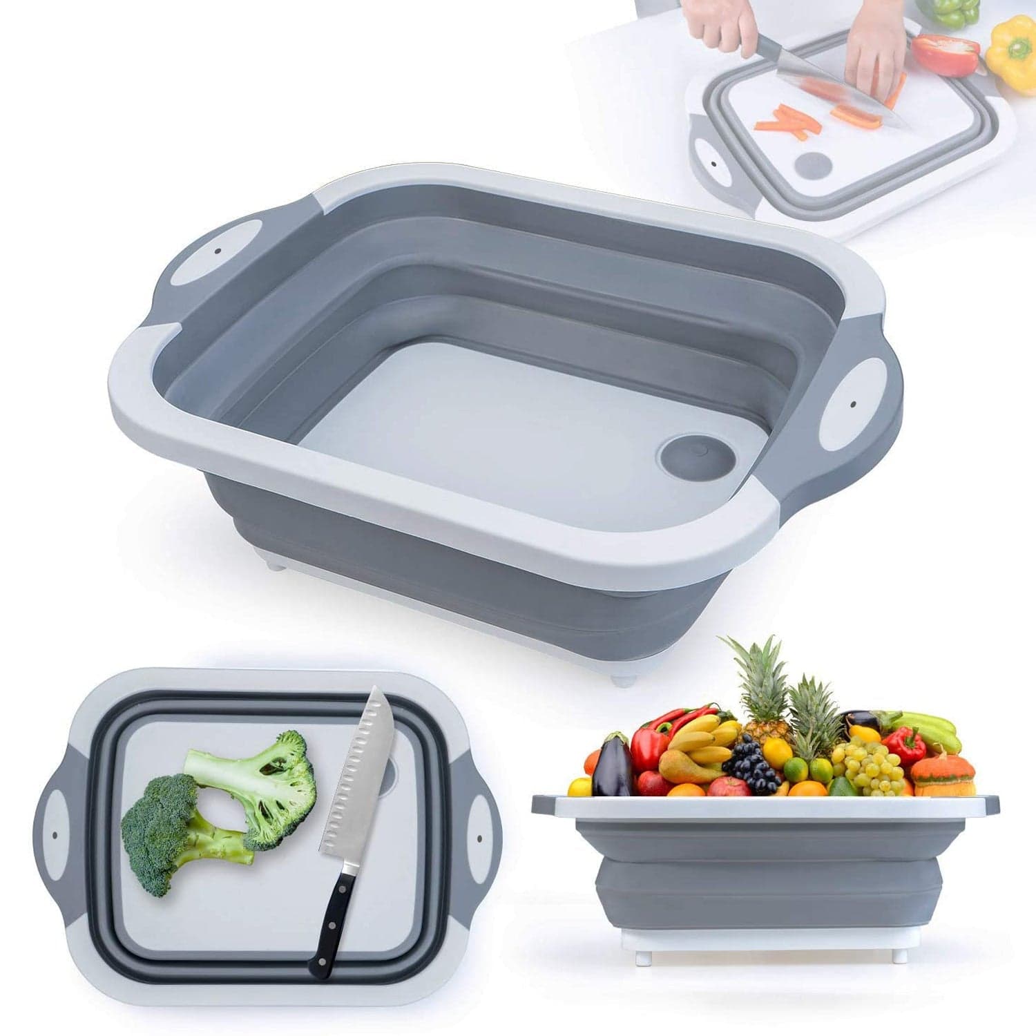 COLLAPSIBLE CUTTING BOARD WITH DISH TUB BASKET For Kitchen Use ( 1 Pcs ) thumbnail 3