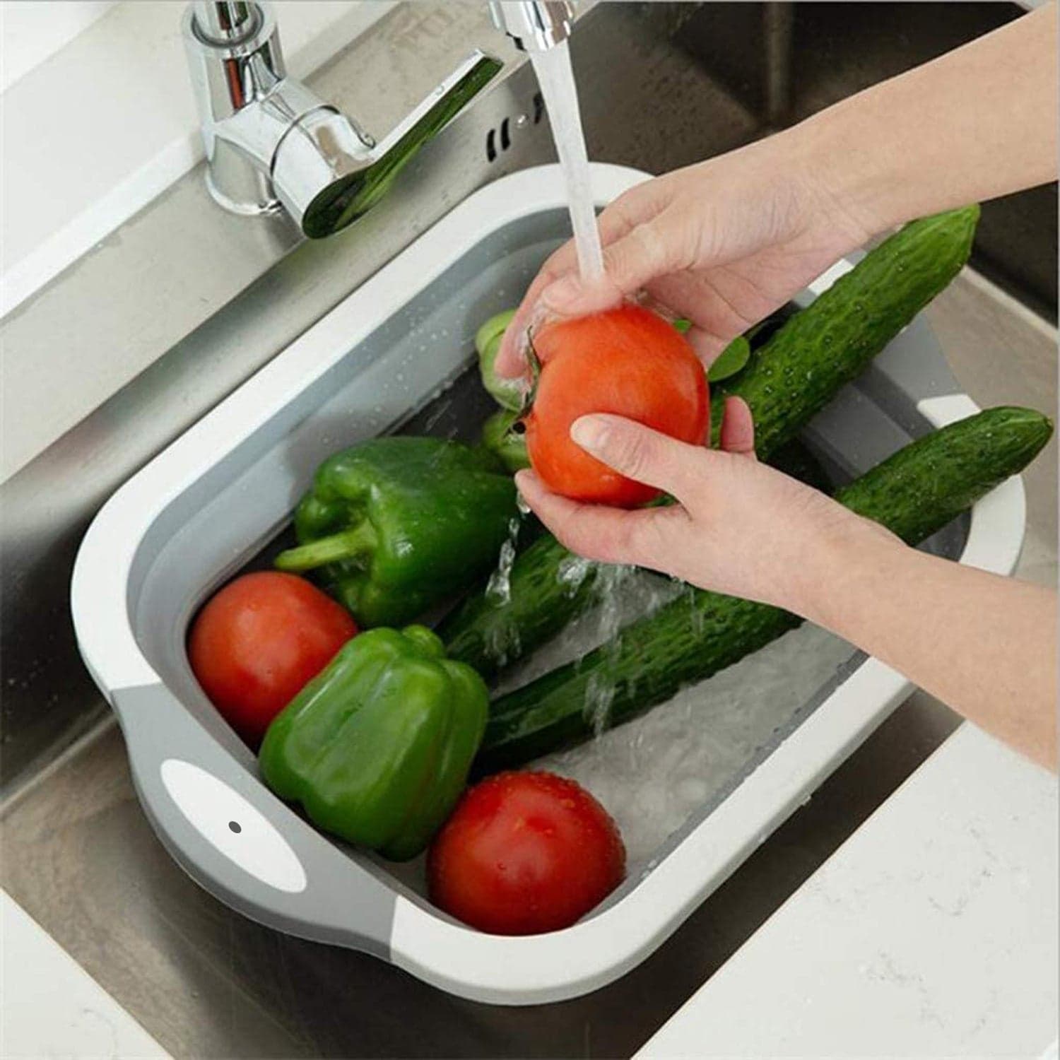 COLLAPSIBLE CUTTING BOARD WITH DISH TUB BASKET For Kitchen Use ( 1 Pcs ) thumbnail 5