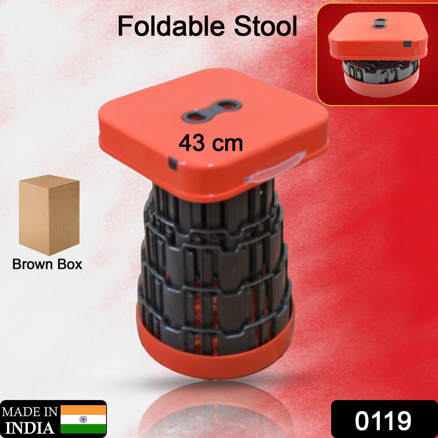 Portable Telescopic Folding Stool, Retractable Folding Stools Portable Lightweight For Indoor And Outdoor Travel, Fishing, Camping, Garden Use (43 Cm) thumbnail 2