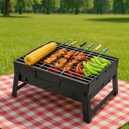 A Barbecue Grill Used For Making Barbecue Of Types Of Food Stuffs Like Vegetables
