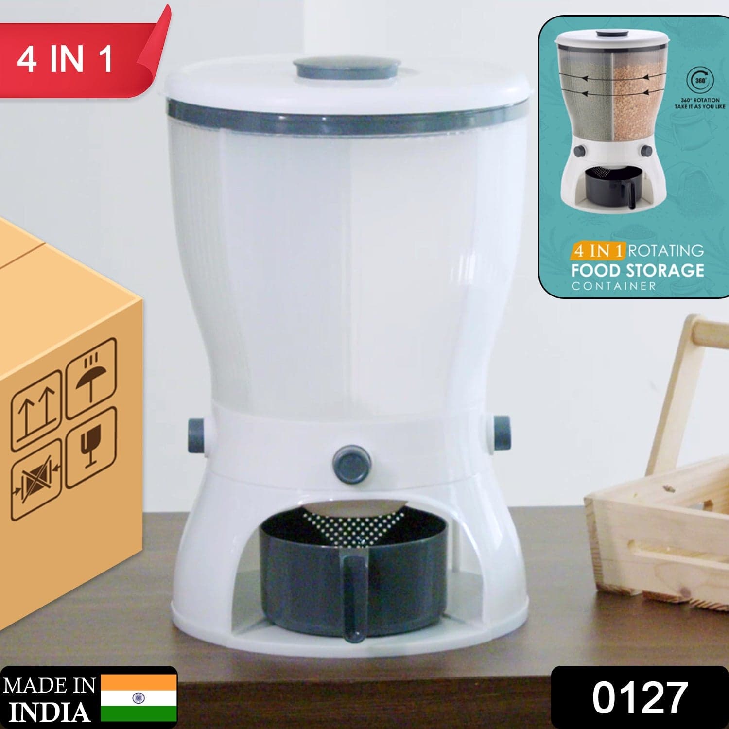 4-in-1 10L Rice & Grain Storage Dispenser thumbnail 2