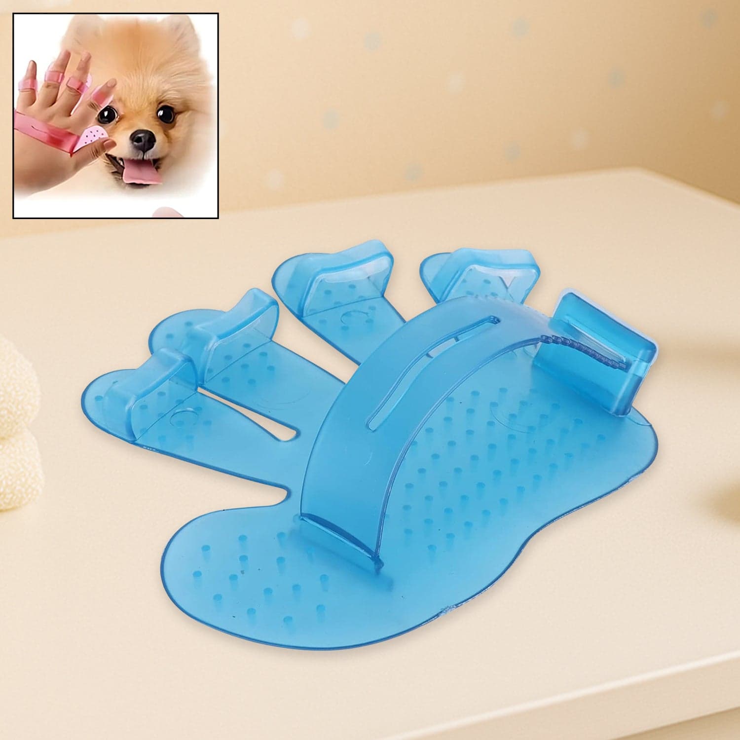 Rubber Pet Cleaning Massaging Grooming Glove Brush thumbnail 1