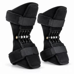 Black Adjustable Hinged Ankle-Foot Support Braces with Multi-Spring Joint and Hook-and-Loop Straps