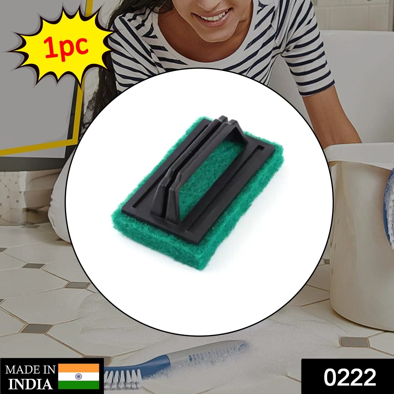 Handle Scrubber Brush widely used by all types of peoples for washing utensils and stuffs in all kinds of bathroom and kitchen places etc. thumbnail 2