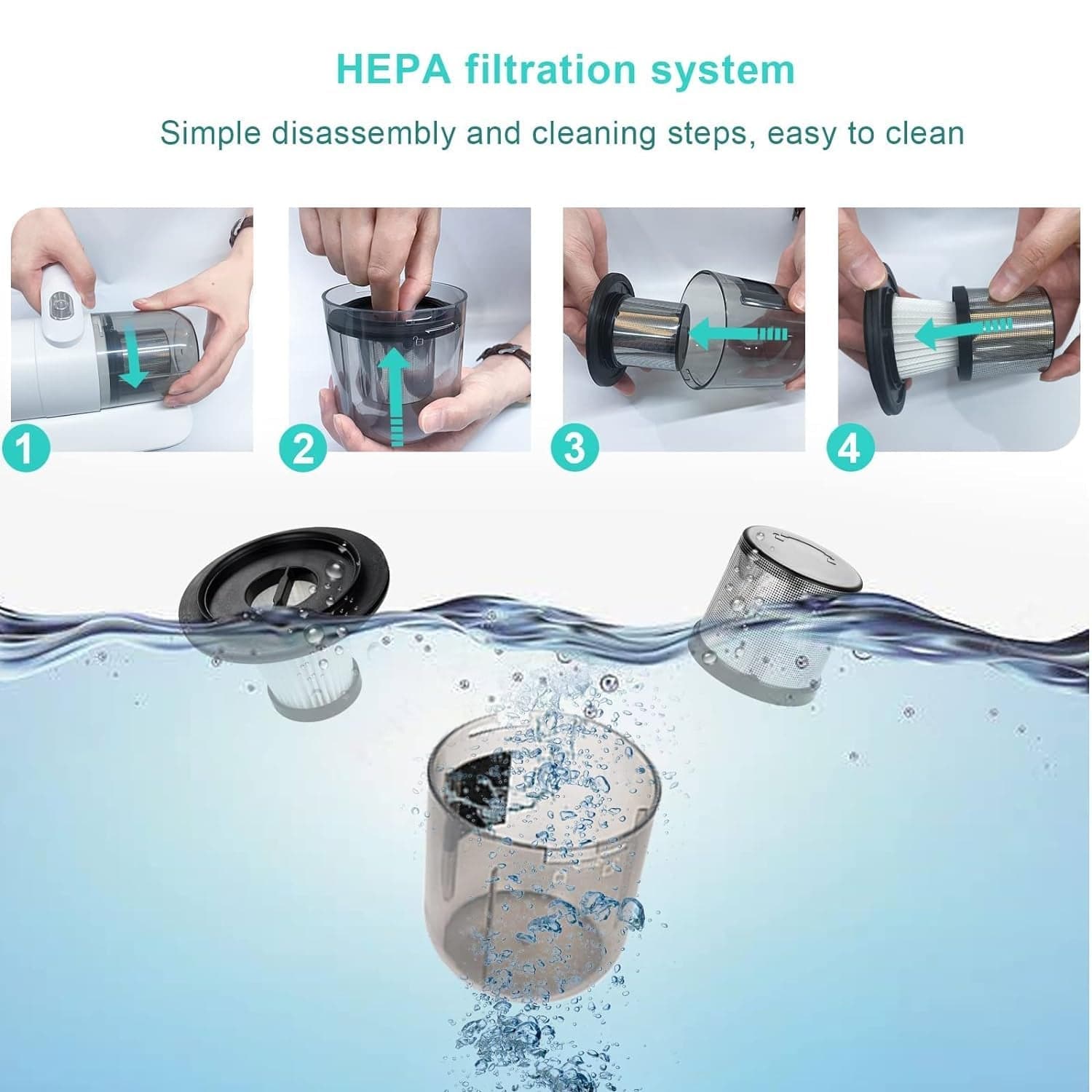 Powerful Suction Portable Handheld Vacuum Cleaner - Low Noise Vacuum Cleaner For Bed - Cordless Vacuum Cleaner For Car Seat Crevices Pillows thumbnail 9