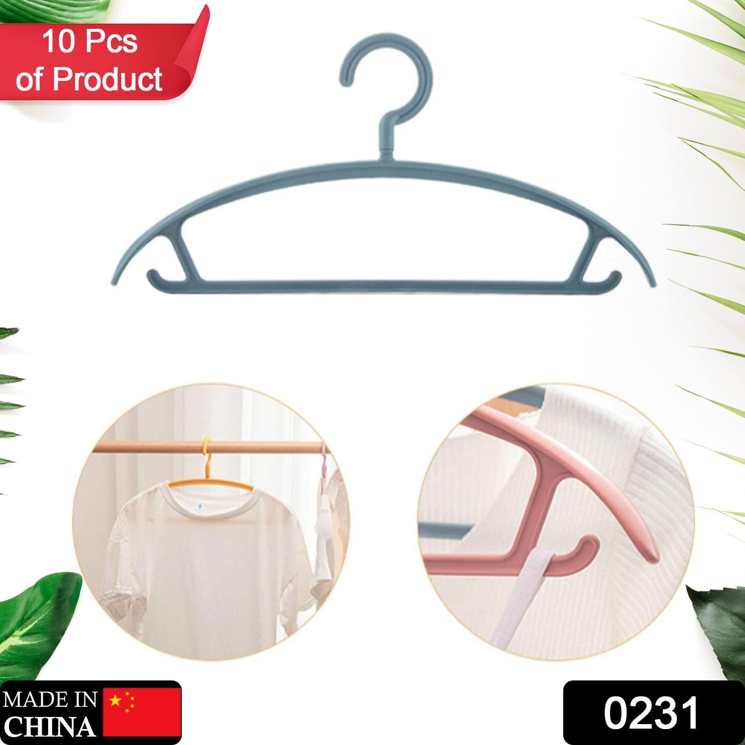 Plastic Clothes Hangers, Slim & Durable Space-Saving Hangers (10 Pack) thumbnail 2