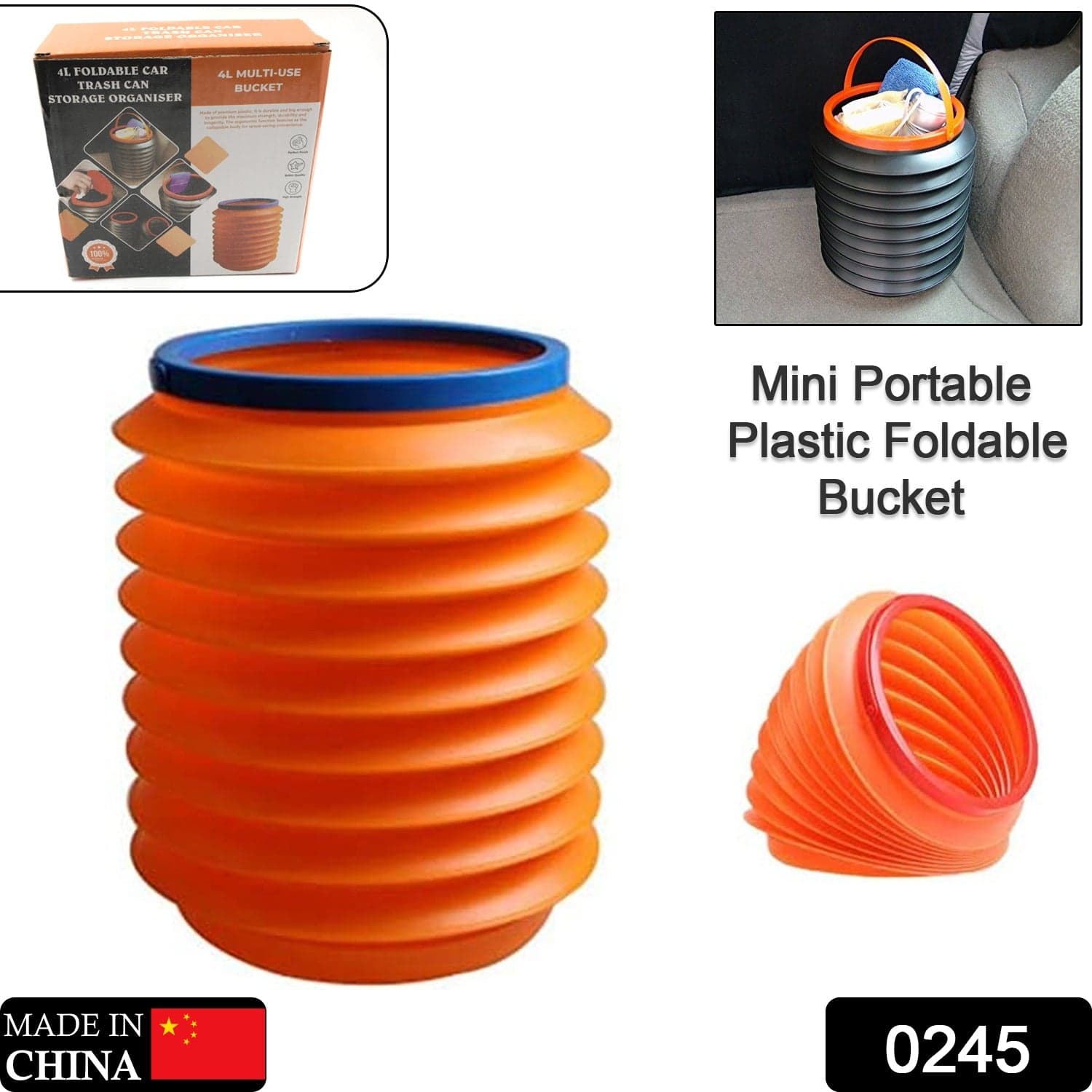 Foldable Storage Bucket , Water Container & Dustbin Multiuse Bucket For Home , Car & Kitchen Use Bucket ID-0245 thumbnail 2