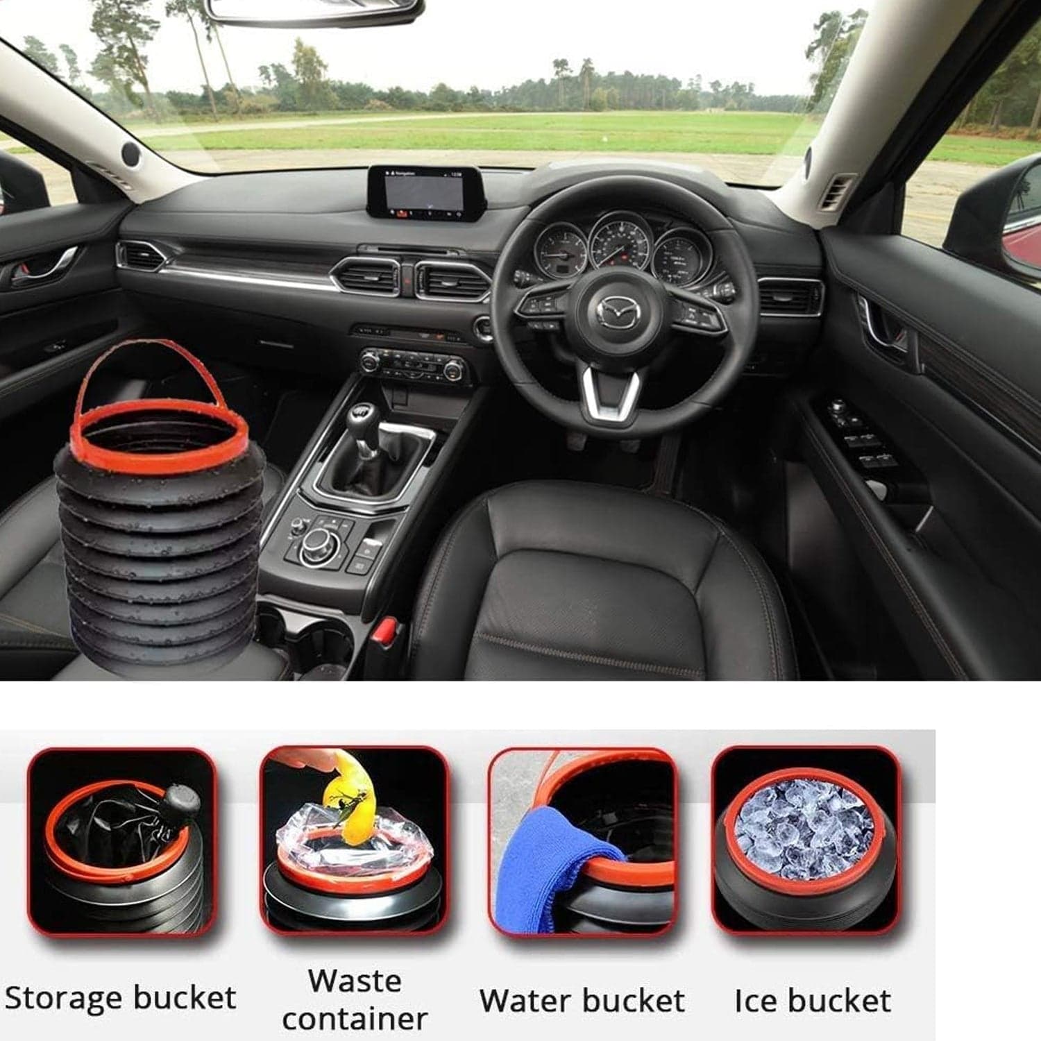 Foldable Storage Bucket , Water Container & Dustbin Multiuse Bucket For Home , Car & Kitchen Use Bucket ID-0249 thumbnail 6