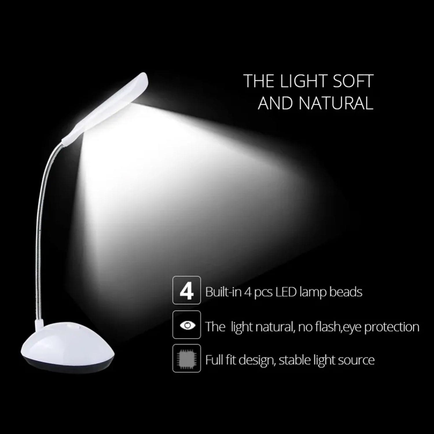Fashion Wind Led Desk Light, Led Lamps Button Control, Portable Flexible Neck Eye-Caring Table Reading Lights For Reading / Relaxation / Bedtime thumbnail 3