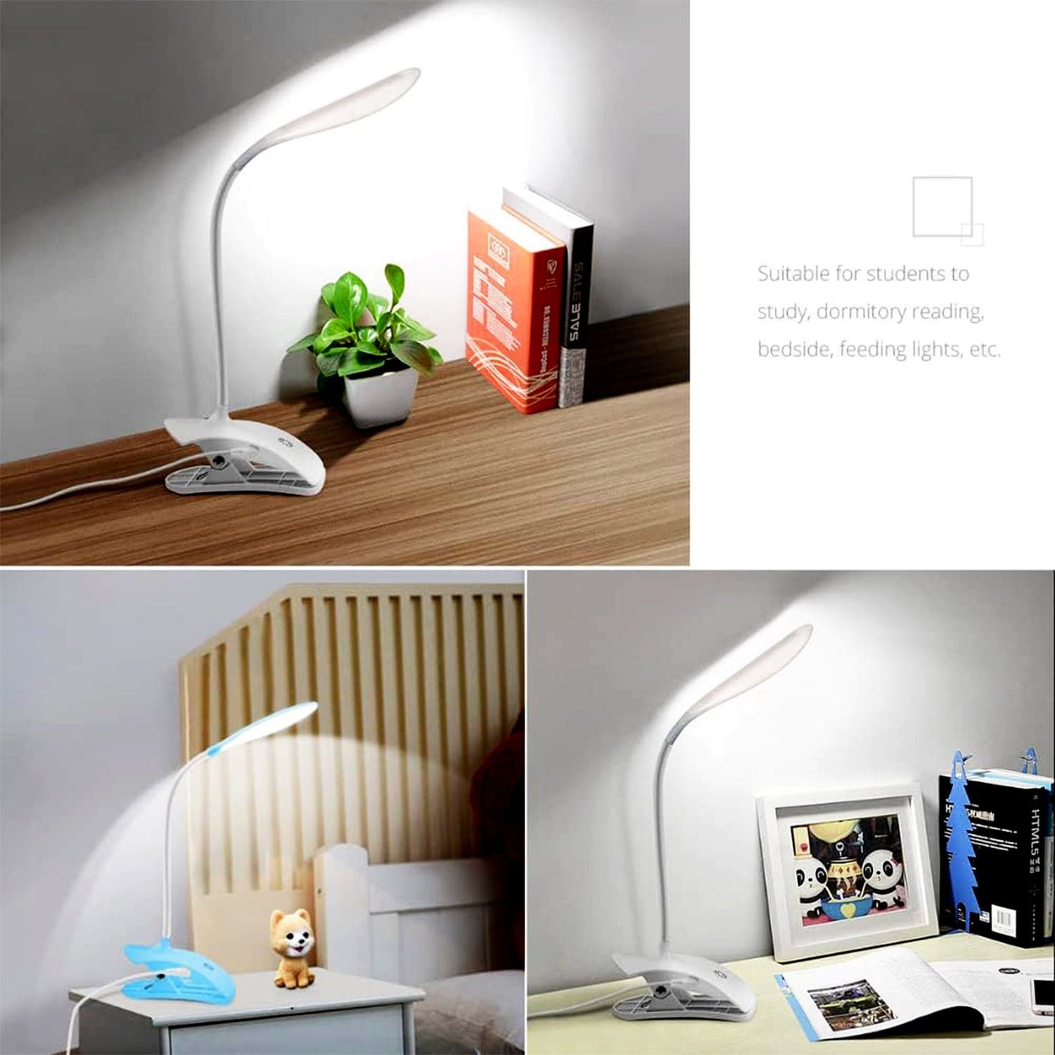 Desk Lamp Adjustable Gooseneck Usb Rechargeable 3 Modes Of Lighting thumbnail 6