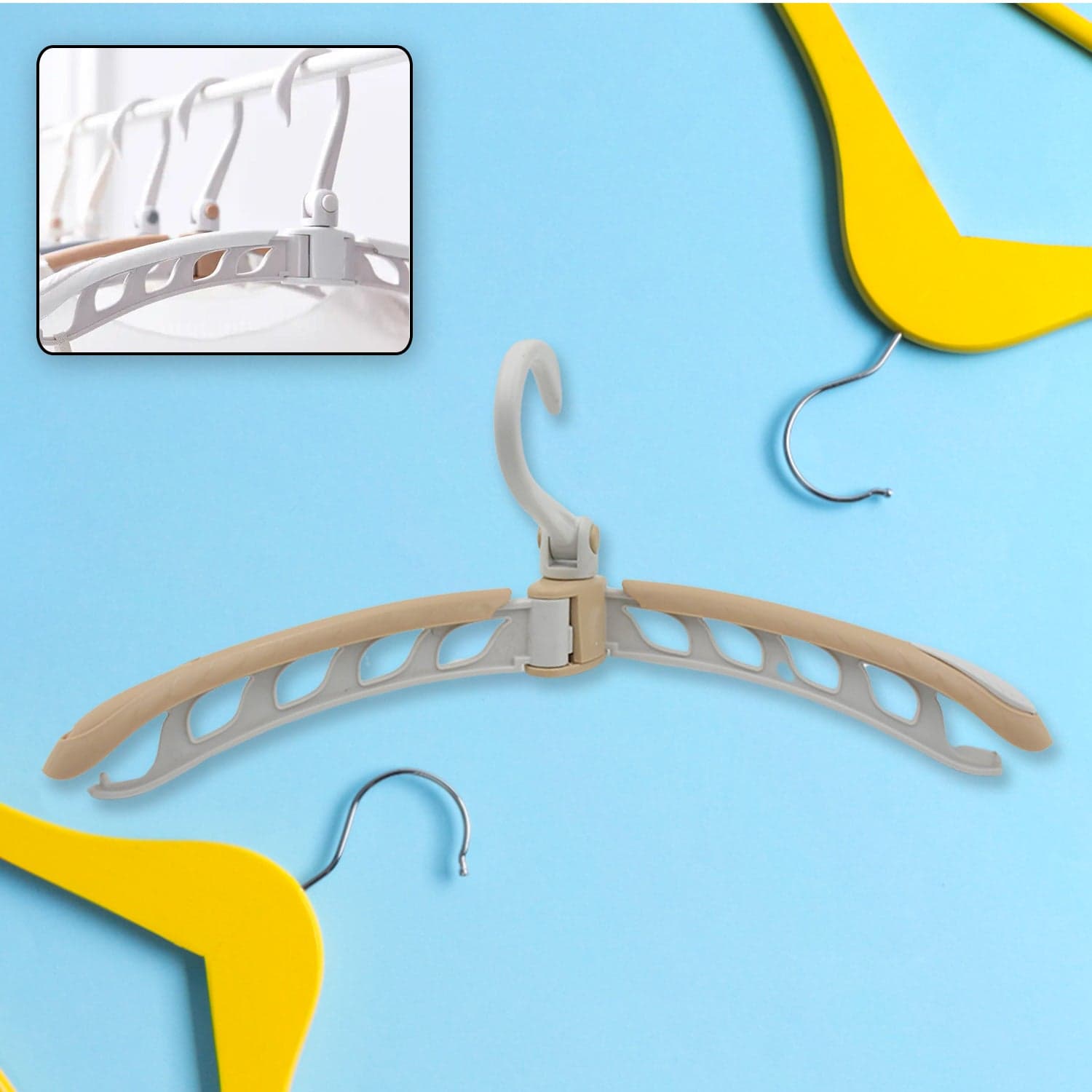 Portable Folding Clothes Hanger (1 Pc): 360° Rotation, Travel, Adjustable thumbnail 1