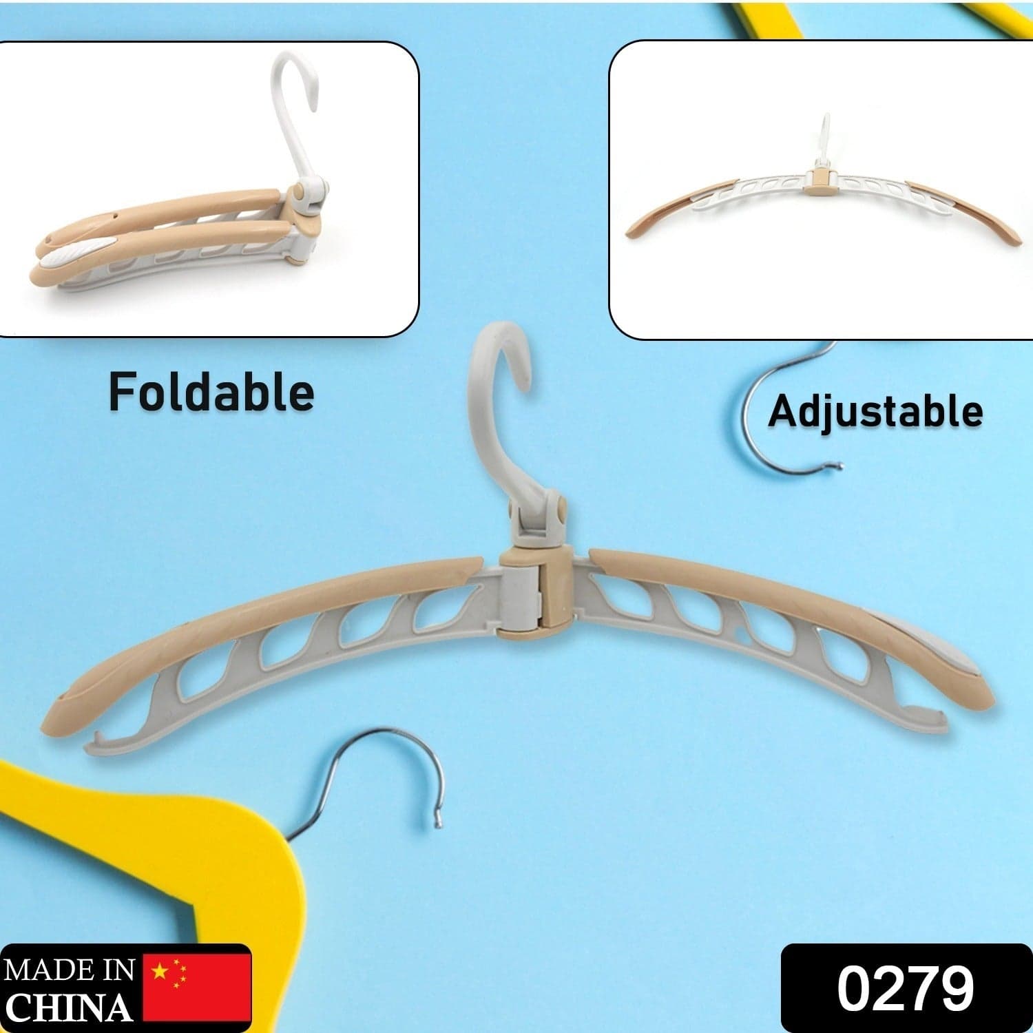Portable Folding Clothes Hanger (1 Pc): 360° Rotation, Travel, Adjustable thumbnail 2