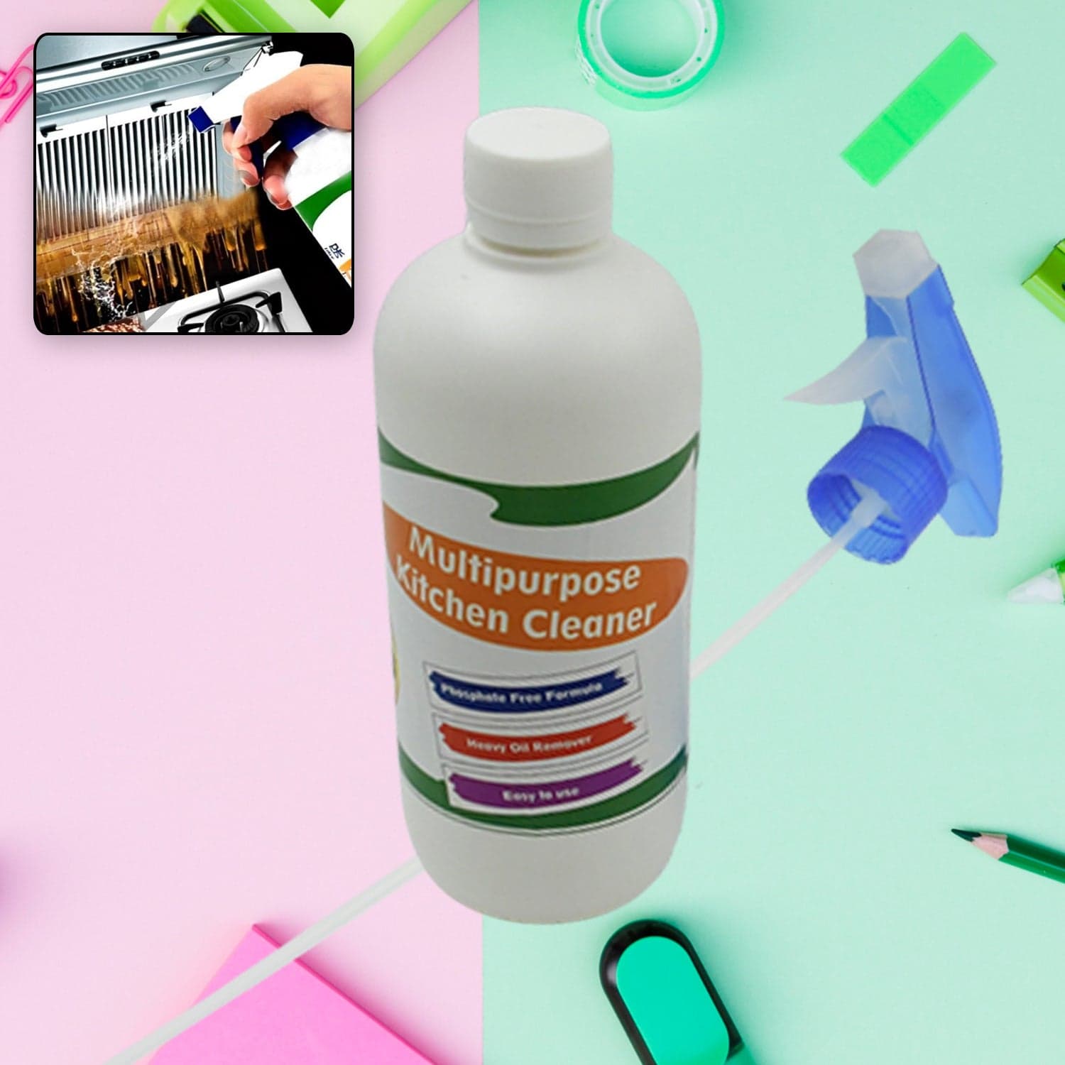 Kitchen Cleaner Spray for Oil & Grease on Stoves (Approx 500ml, Non-toxic) thumbnail 1