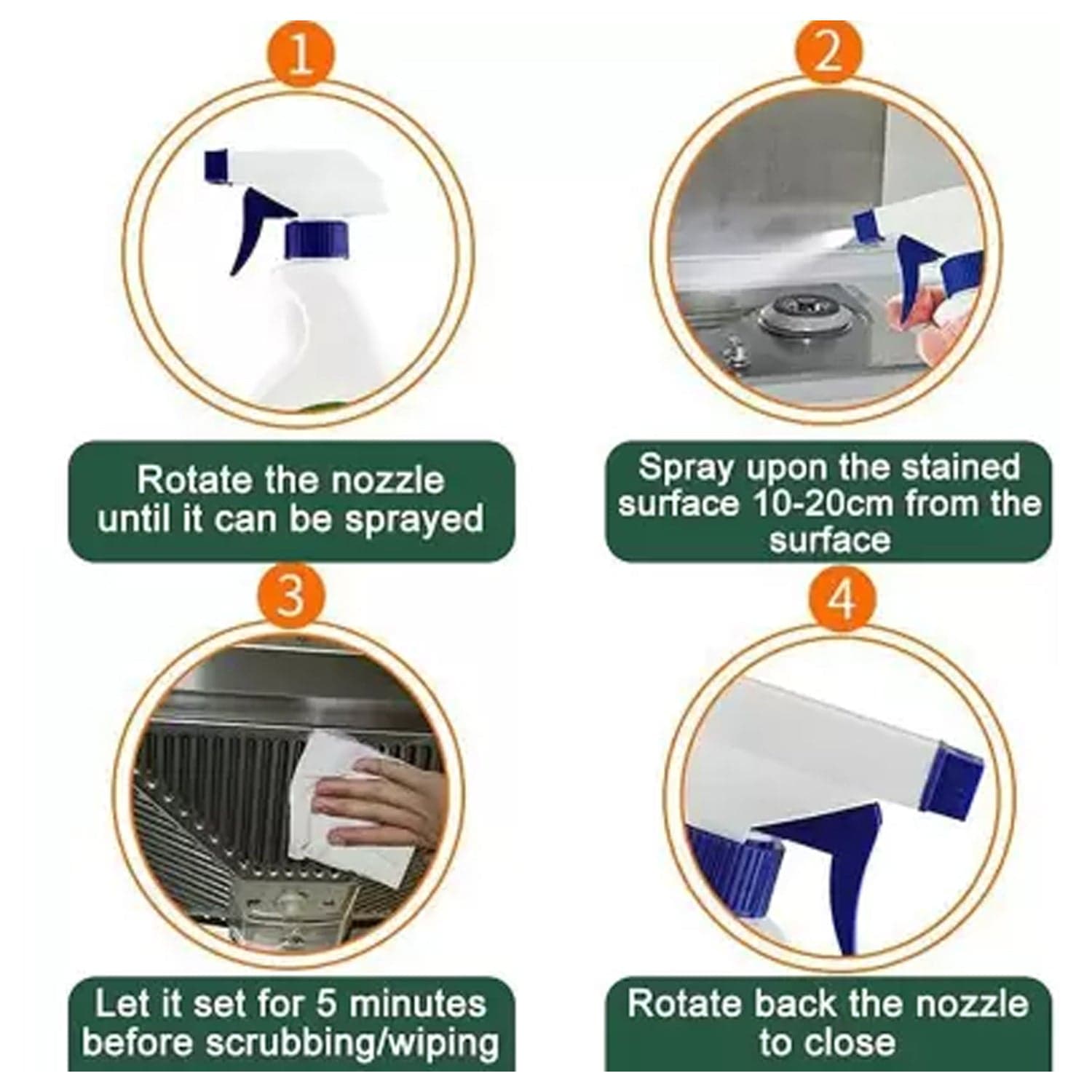 Kitchen Cleaner Spray for Oil & Grease on Stoves (Approx 500ml, Non-toxic) thumbnail 3