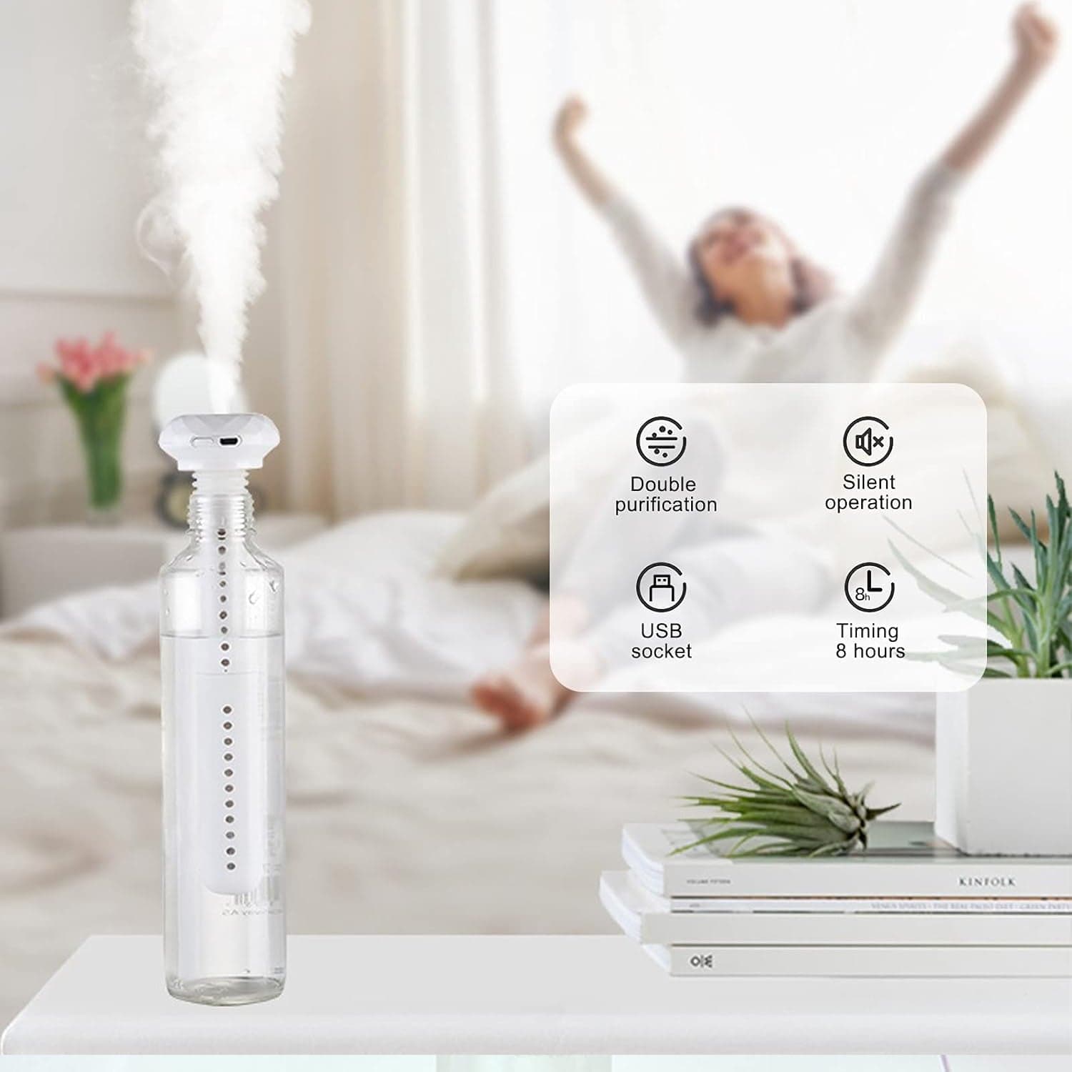 Mini Portable USB Humidifier of Quiet Cool Mist for Car, Home, Office, Travel (1 Pc) thumbnail 3