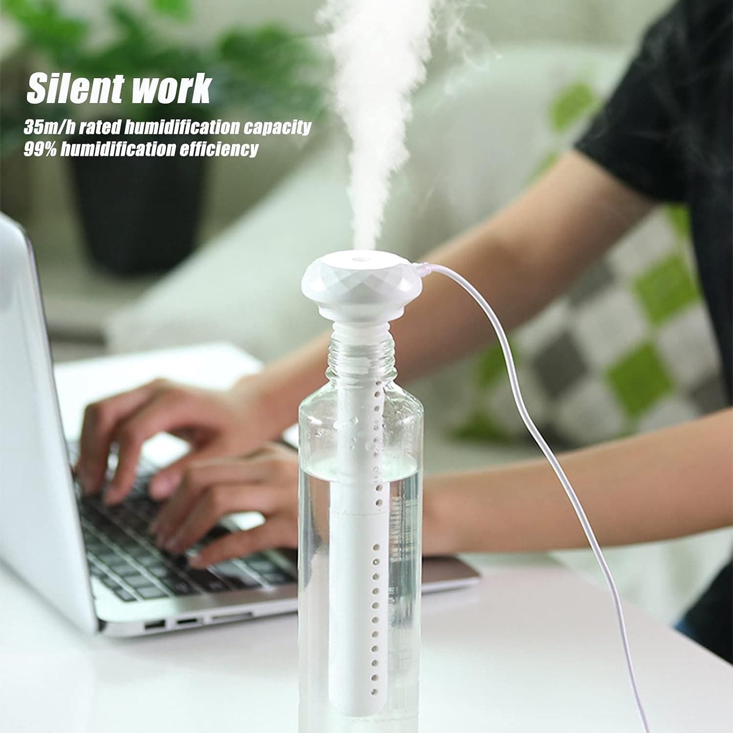 Mini Portable USB Humidifier of Quiet Cool Mist for Car, Home, Office, Travel (1 Pc) thumbnail 4