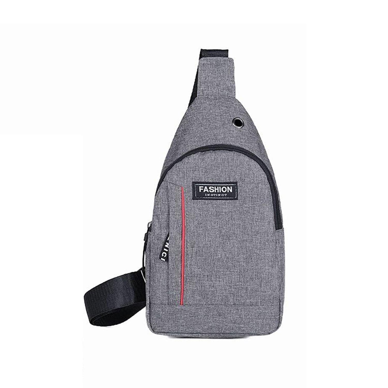 Waterproof Anti-Theft Crossbody Fanny Pack with USB Charging & Earphone Hook (Grey/Blue) thumbnail 4