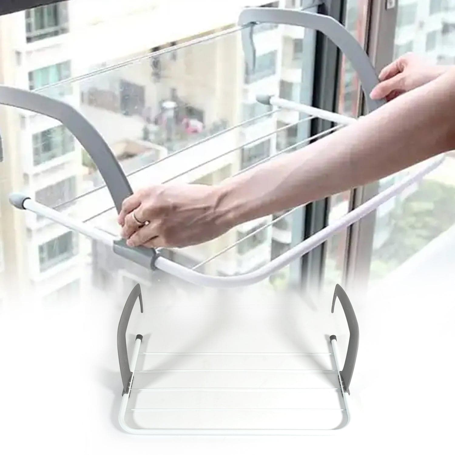 Metal Steel Folding Drying Rack For Clothes Balcony Laundry Hanger For Small Clothes Drying Hanger Metal Clothes Drying Stand thumbnail 8