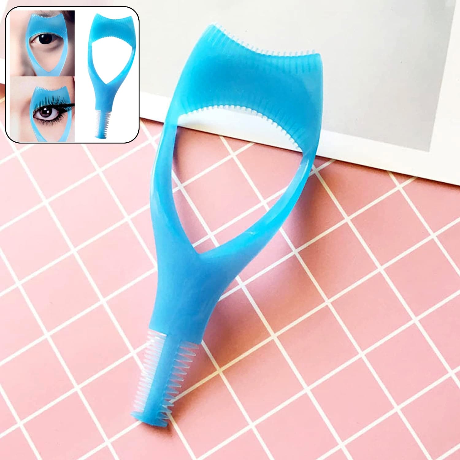 3-in-1 Plastic Eyelash Tool: Mascara Guide, Brush & Curler (1 Pc) thumbnail 1