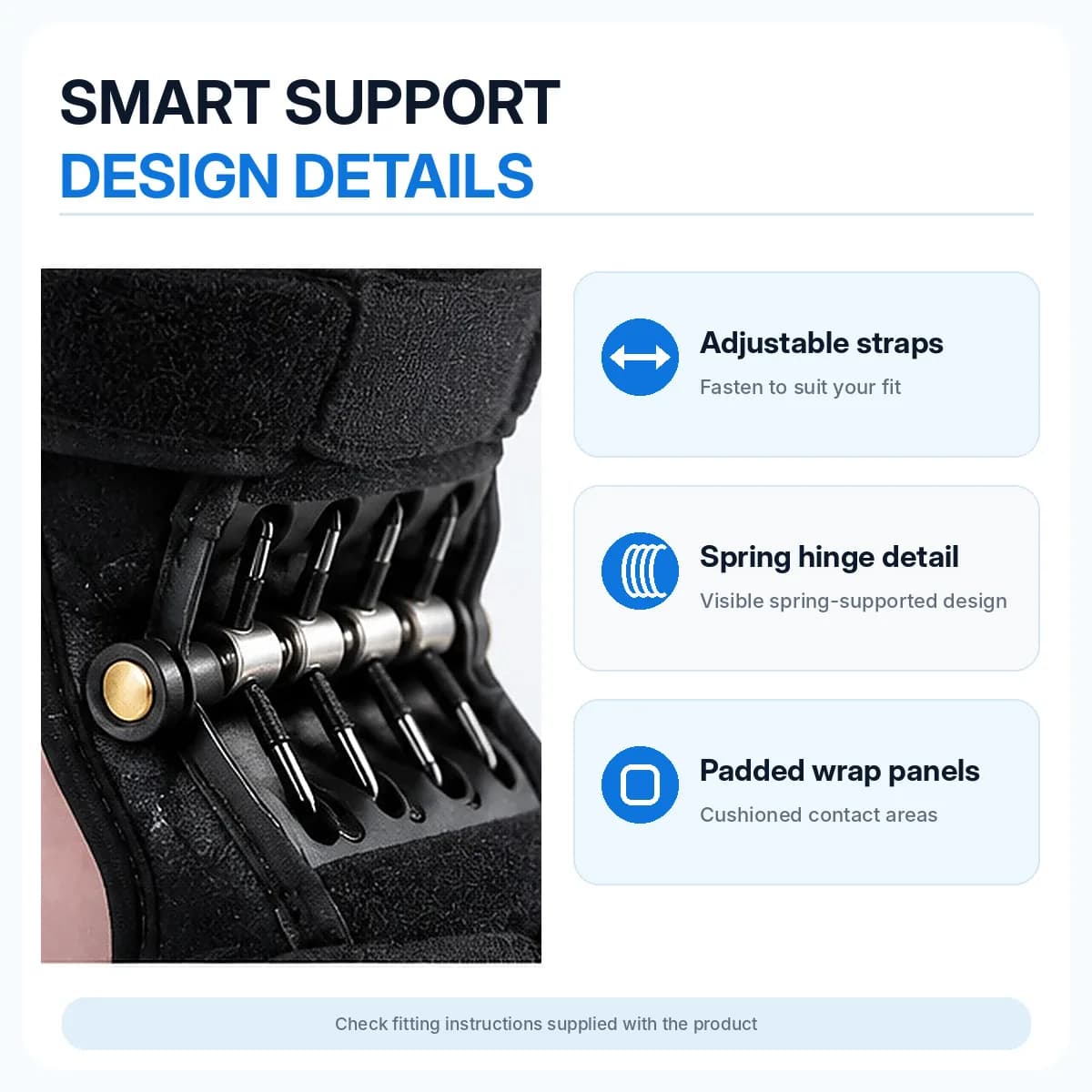 Black Adjustable Hinged Ankle-Foot Support Braces with Multi-Spring Joint and Hook-and-Loop Straps thumbnail 3