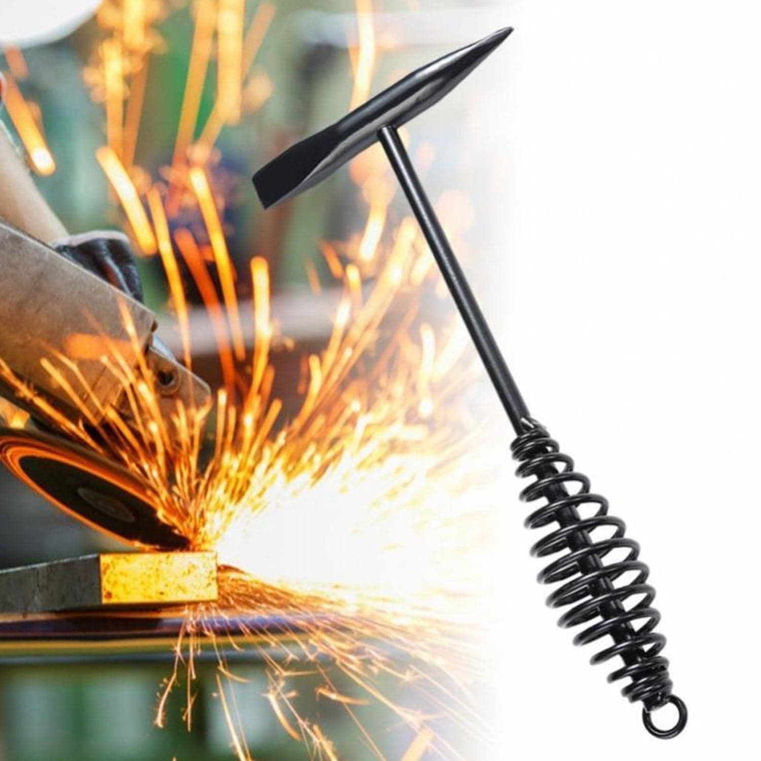 Welding Slag Removal Hammer with Coil Spring Handle | Heavy Duty Chipping Tool for Slag & Spatter Cleaning (1 Pc) thumbnail 10