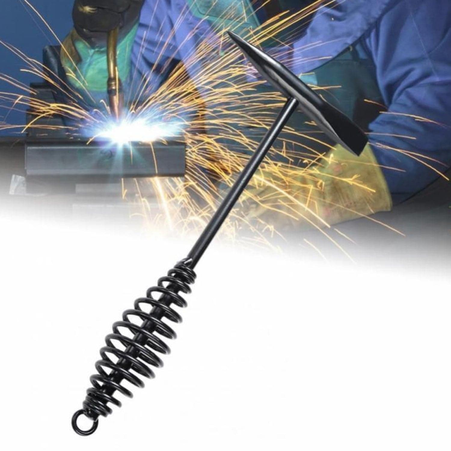 Welding Slag Removal Hammer with Coil Spring Handle | Heavy Duty Chipping Tool for Slag & Spatter Cleaning (1 Pc) thumbnail 3