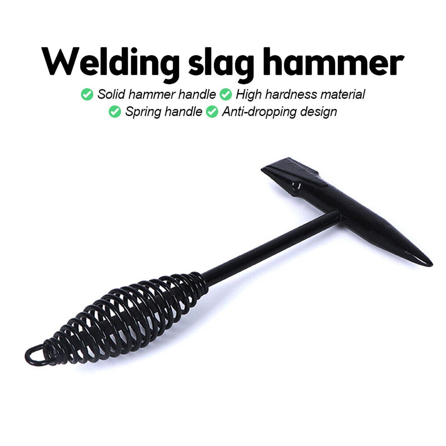 Welding Slag Removal Hammer with Coil Spring Handle | Heavy Duty Chipping Tool for Slag & Spatter Cleaning (1 Pc) thumbnail 4