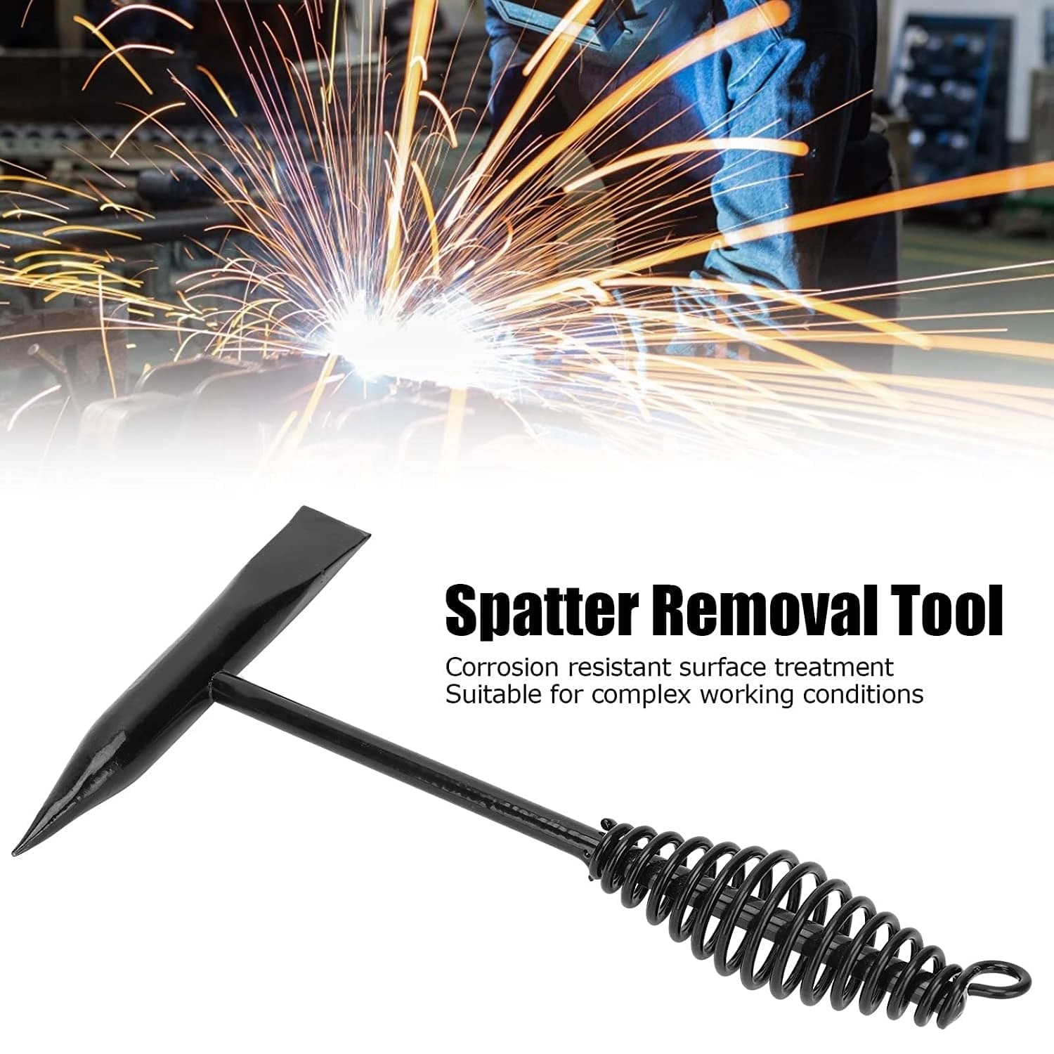 Welding Slag Removal Hammer with Coil Spring Handle | Heavy Duty Chipping Tool for Slag & Spatter Cleaning (1 Pc) thumbnail 7