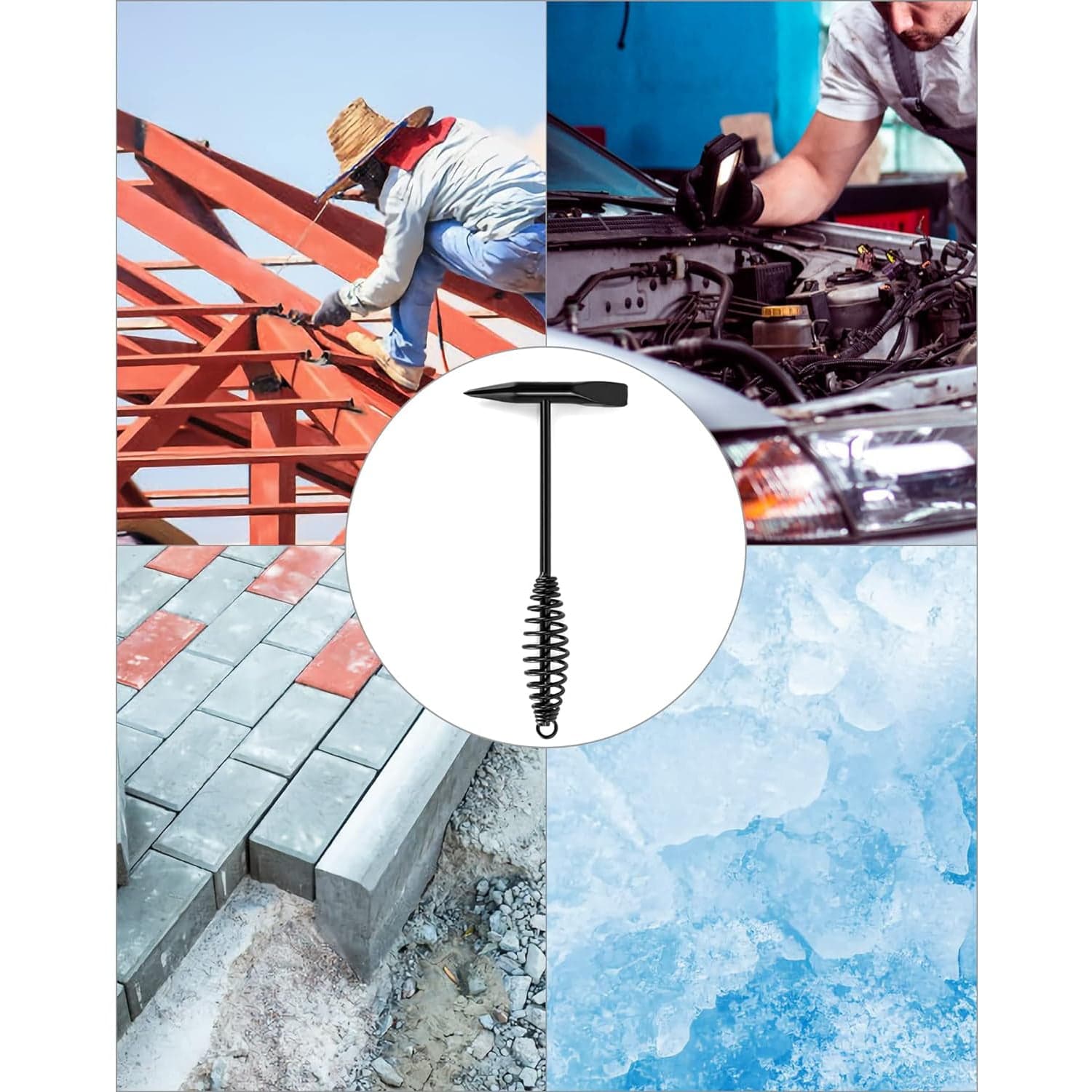 Welding Slag Removal Hammer with Coil Spring Handle | Heavy Duty Chipping Tool for Slag & Spatter Cleaning (1 Pc) thumbnail 8