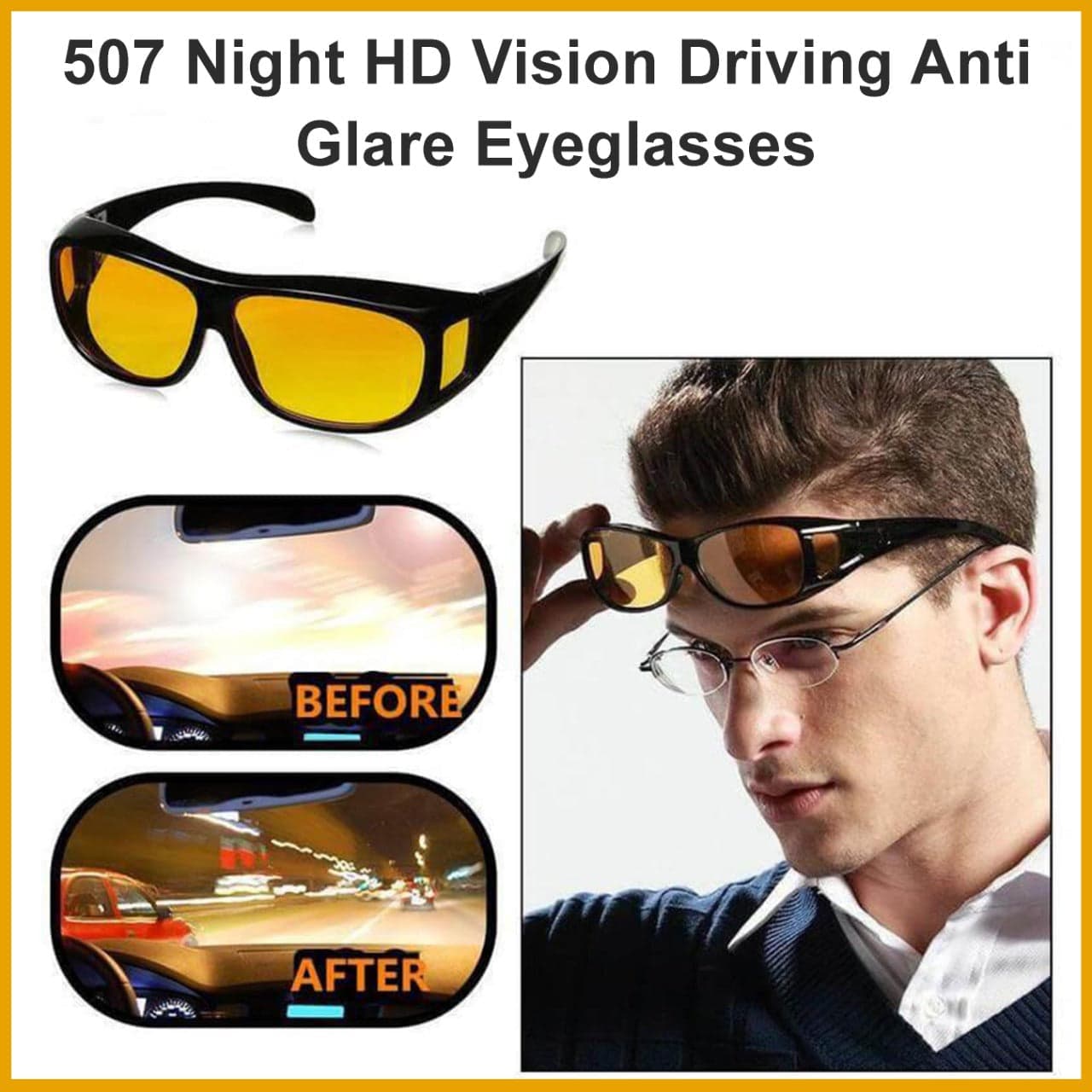 Night Driving Glasses – Anti-Glare Yellow Lens HD Vision | Safora thumbnail 4