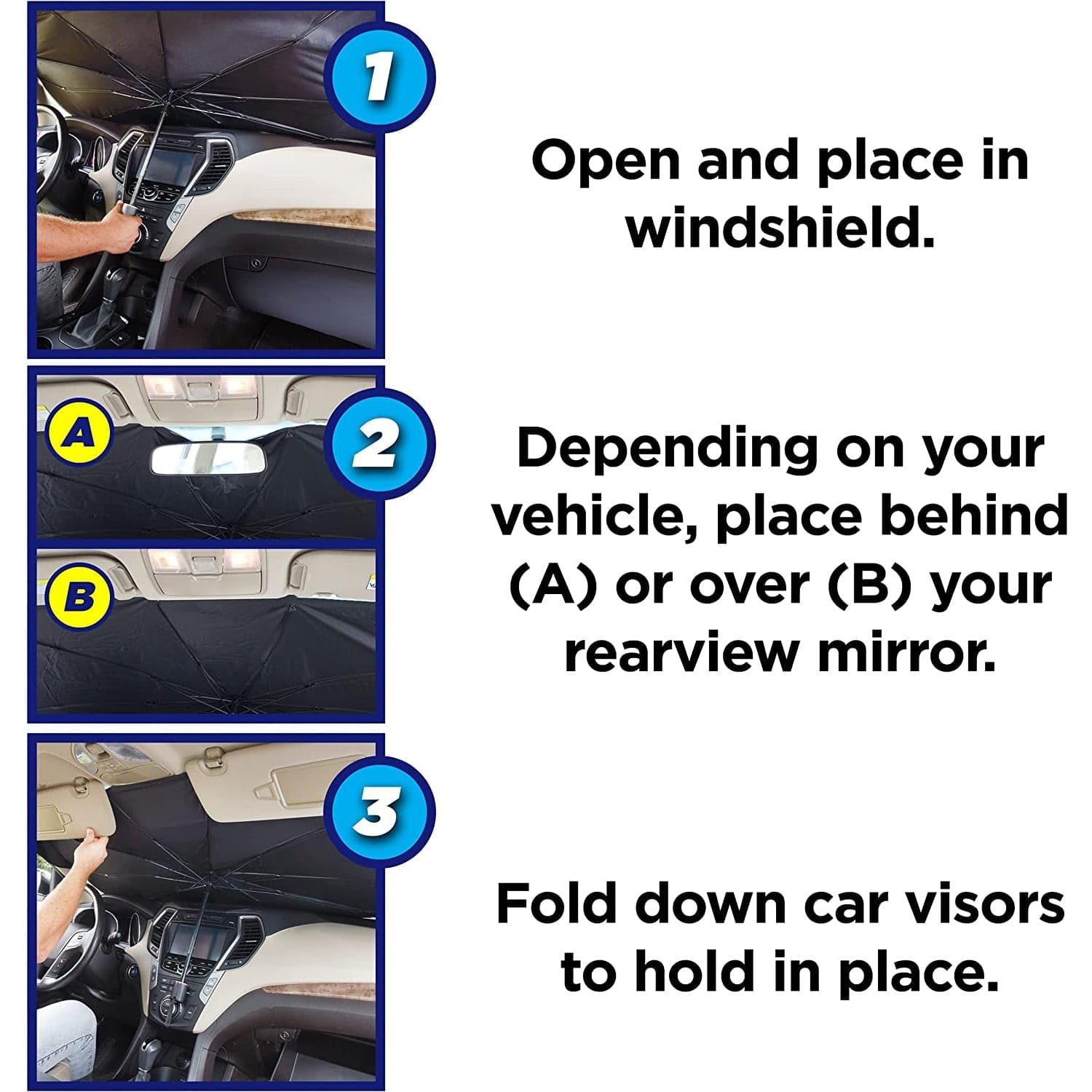 Foldable Car Windshield Sunshade for Heat Protection thumbnail 10