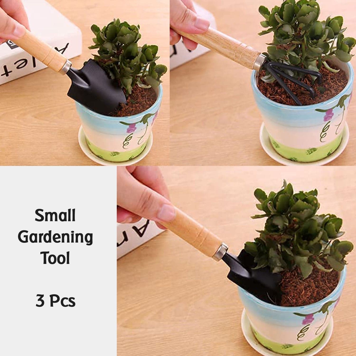 Small sized Hand Cultivator, Small Trowel, Garden Fork (Set of 3) thumbnail 3