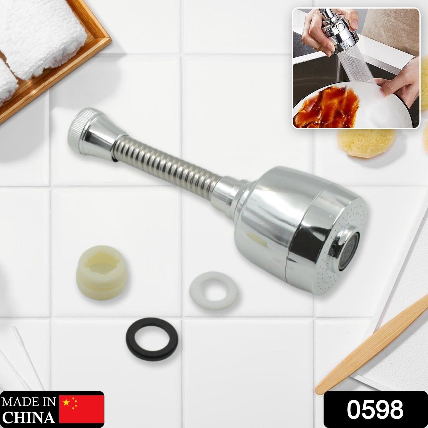 360° Rotating Faucet Sprayer of Water-Saving Splash-Proof Aerator for Kitchen & Bathroom (6 Inch) thumbnail 2