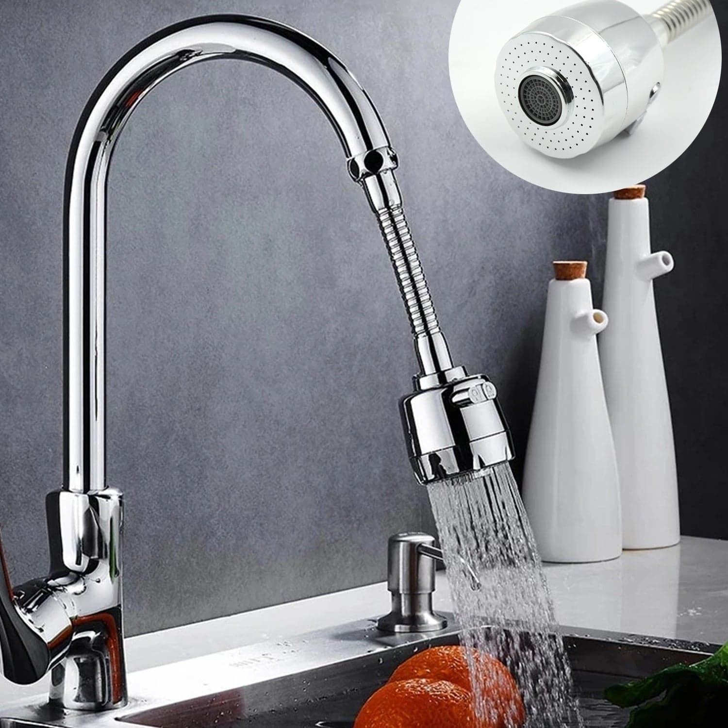 360° Rotating Faucet Sprayer of Water-Saving Splash-Proof Aerator for Kitchen & Bathroom (6 Inch) thumbnail 4