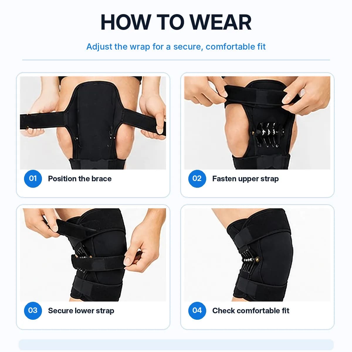 Black Adjustable Hinged Ankle-Foot Support Braces with Multi-Spring Joint and Hook-and-Loop Straps thumbnail 5