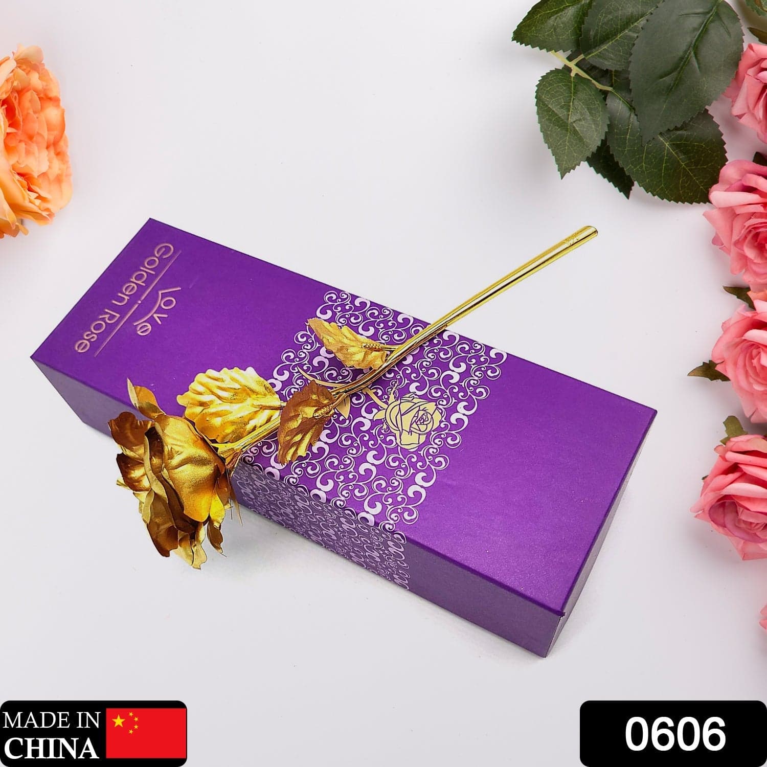 Luxury Decorative Gold Plated Artificial Golden Rose with Premium Box thumbnail 2