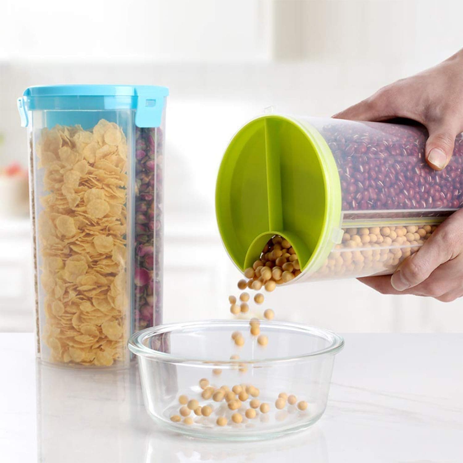 3 in 1 Transparent Air Tight Storage Dispenser Container (With Color Box) thumbnail 3