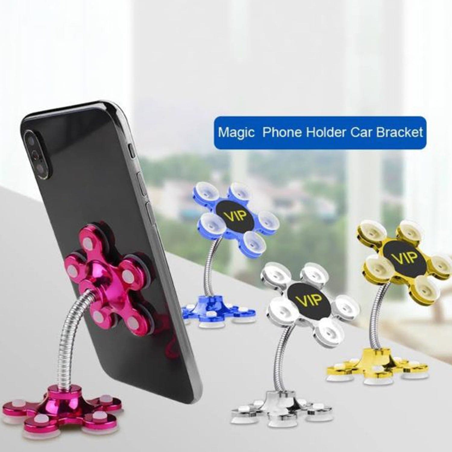 Phone Holder, 360°Rotatable Phone Stand Multi-Function Double-Sided Suction Cup Mobile Phone Holder Vip Stand thumbnail 8
