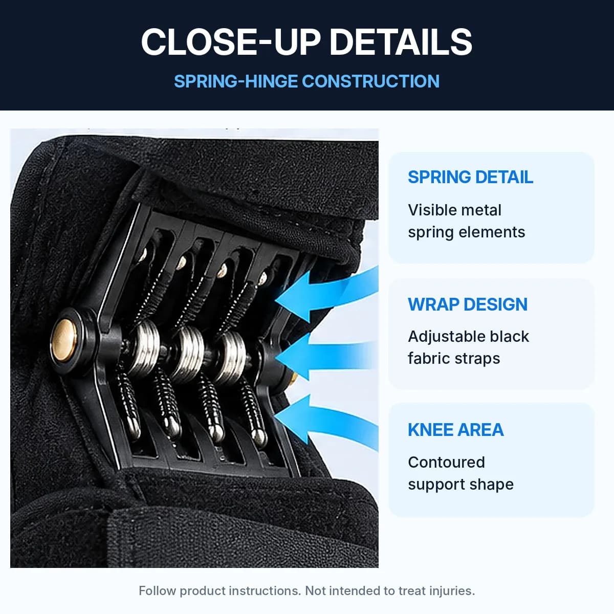 Black Adjustable Hinged Ankle-Foot Support Braces with Multi-Spring Joint and Hook-and-Loop Straps thumbnail 6