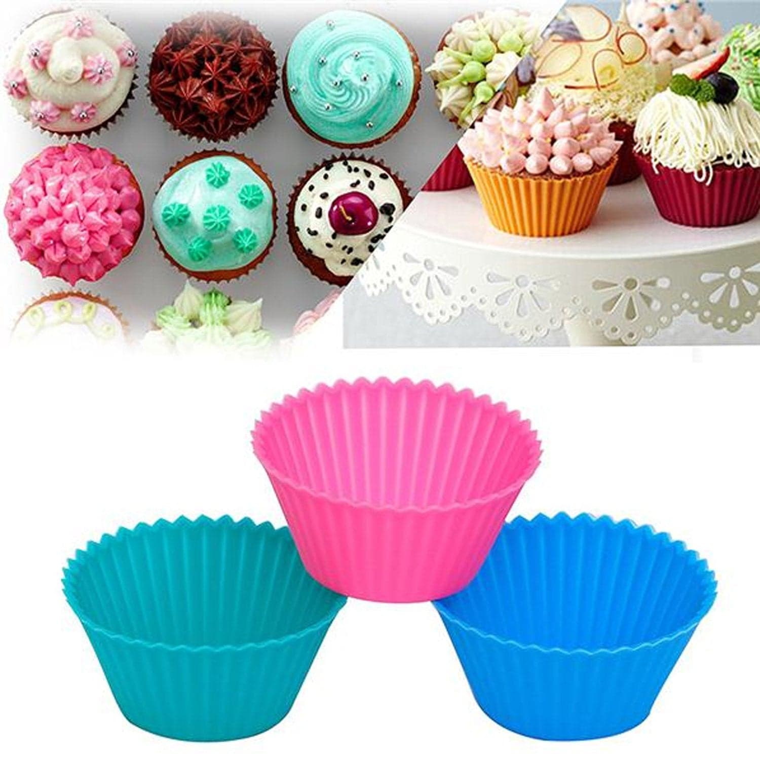 Silicone Cupcake Shaped Baking Mold Fondant Cake Tool Chocolate Candy Cookies Pastry Soap Moulds thumbnail 5