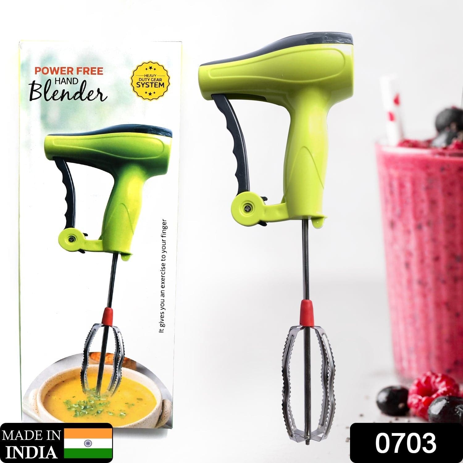Power Free Manual Hand Blender With Stainless Steel Blades thumbnail 2