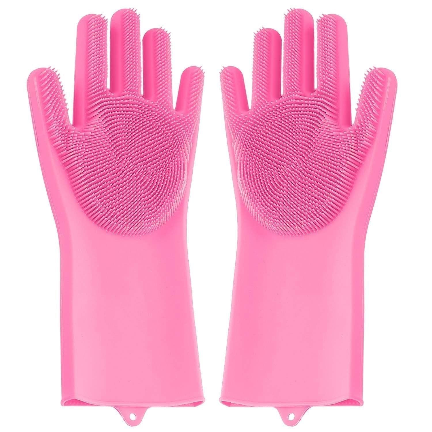 Reusable Silicone Cleaning Brush Scrubber Gloves (Multicolor) thumbnail 3