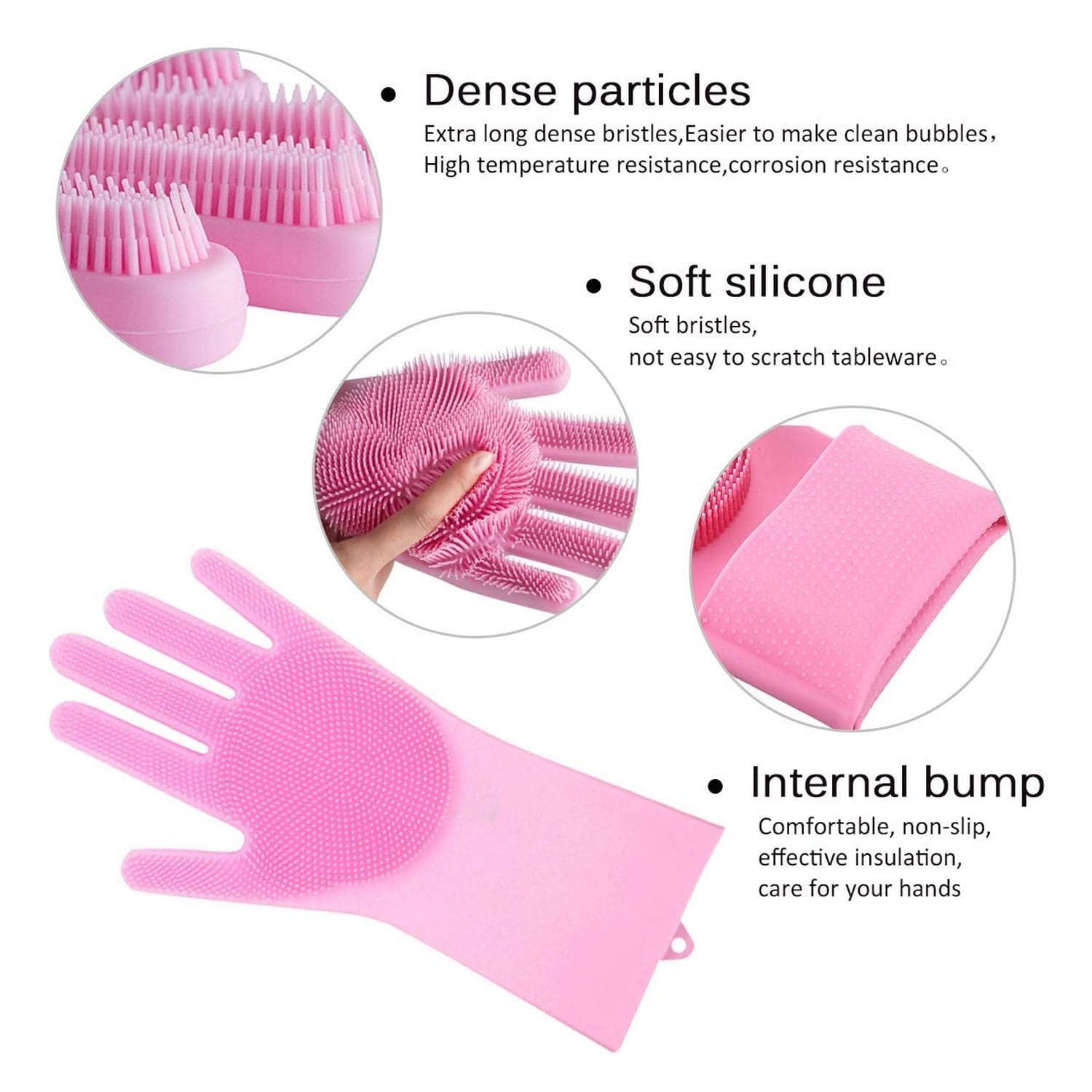 Reusable Silicone Cleaning Brush Scrubber Gloves (Multicolor) thumbnail 4