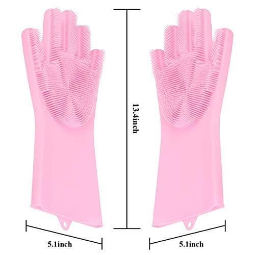 Reusable Silicone Cleaning Brush Scrubber Gloves (Multicolor) thumbnail 5