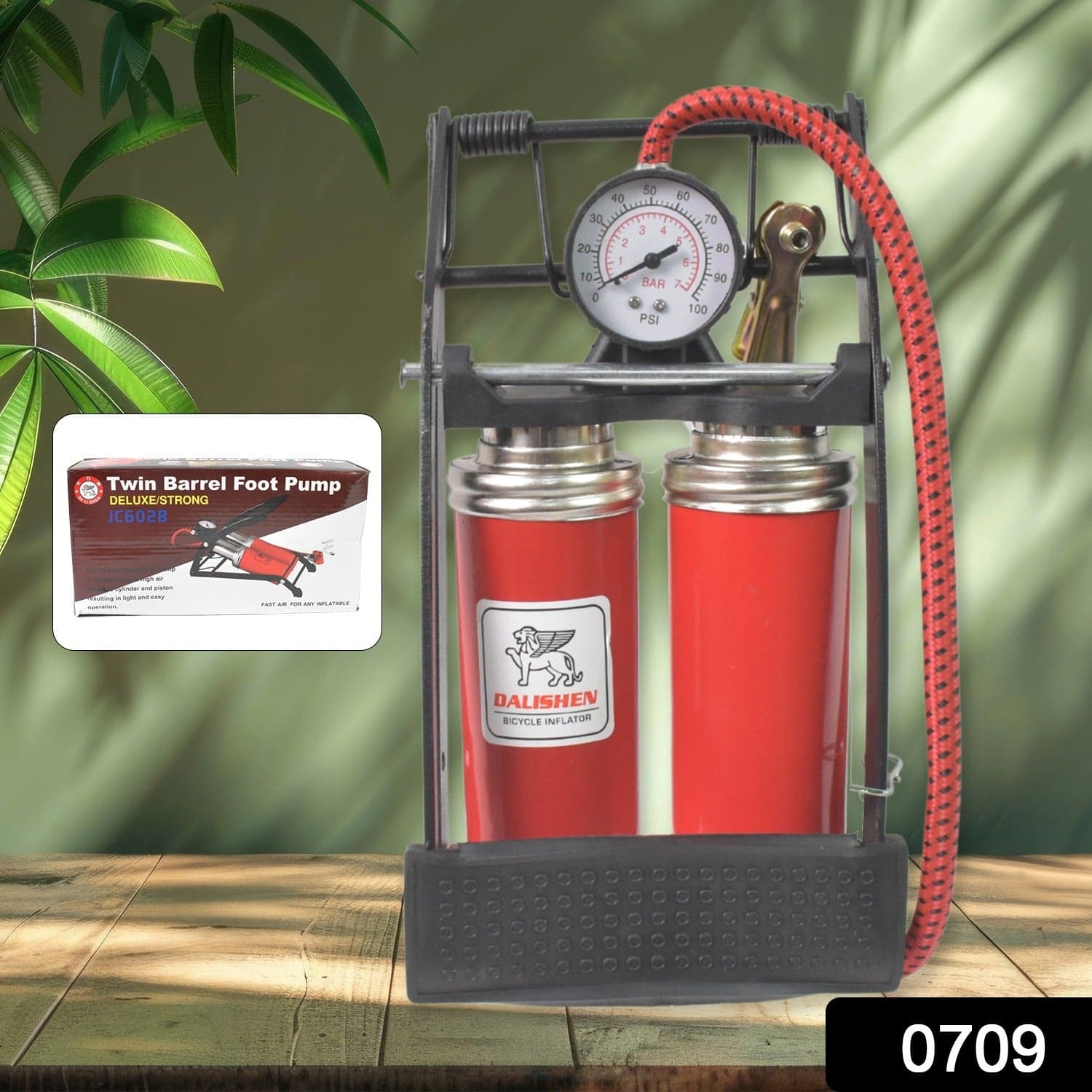 Dual-Cylinder Foot Pump, Portable Floor Bike Pump, 100PSI Air Pump thumbnail 2