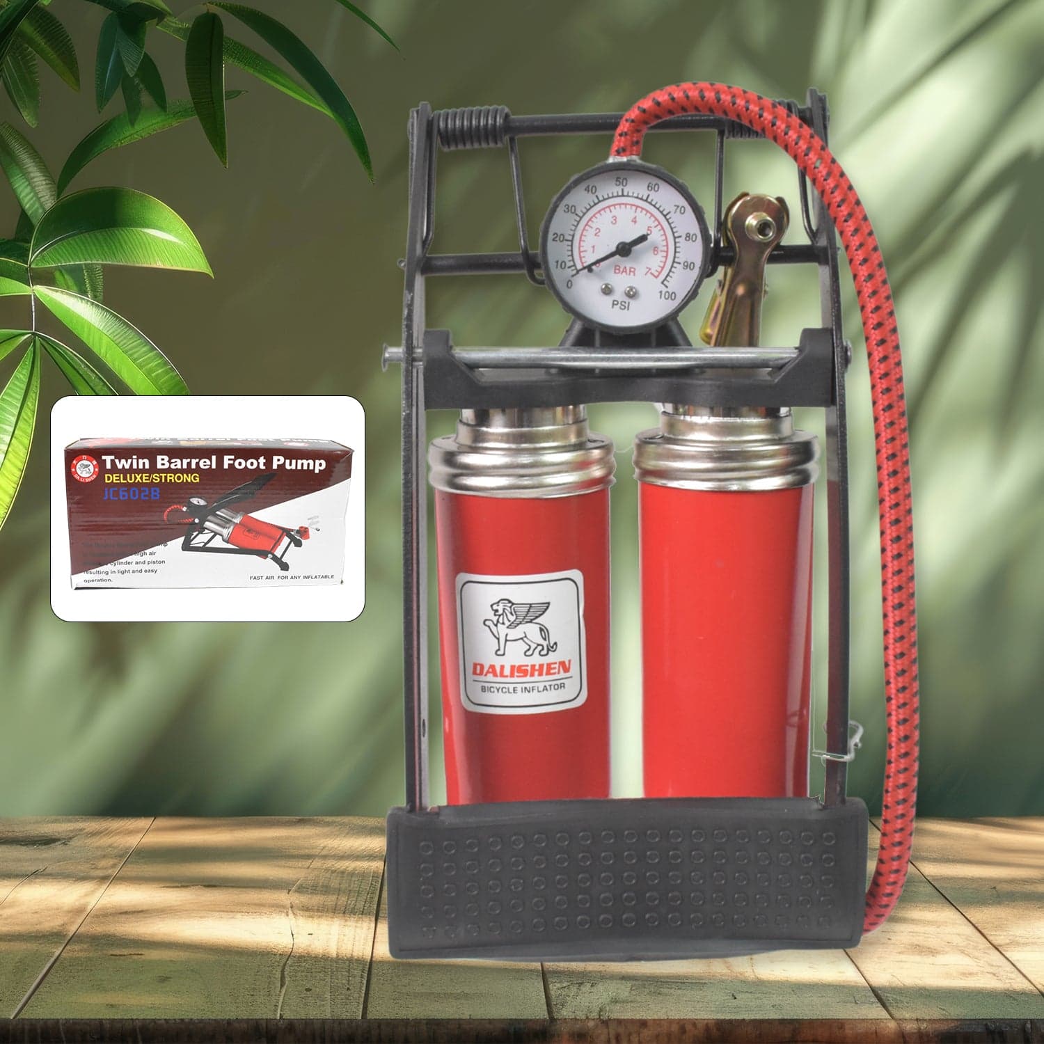 Dual-Cylinder Foot Pump, Portable Floor Bike Pump, 100PSI Air Pump thumbnail 3
