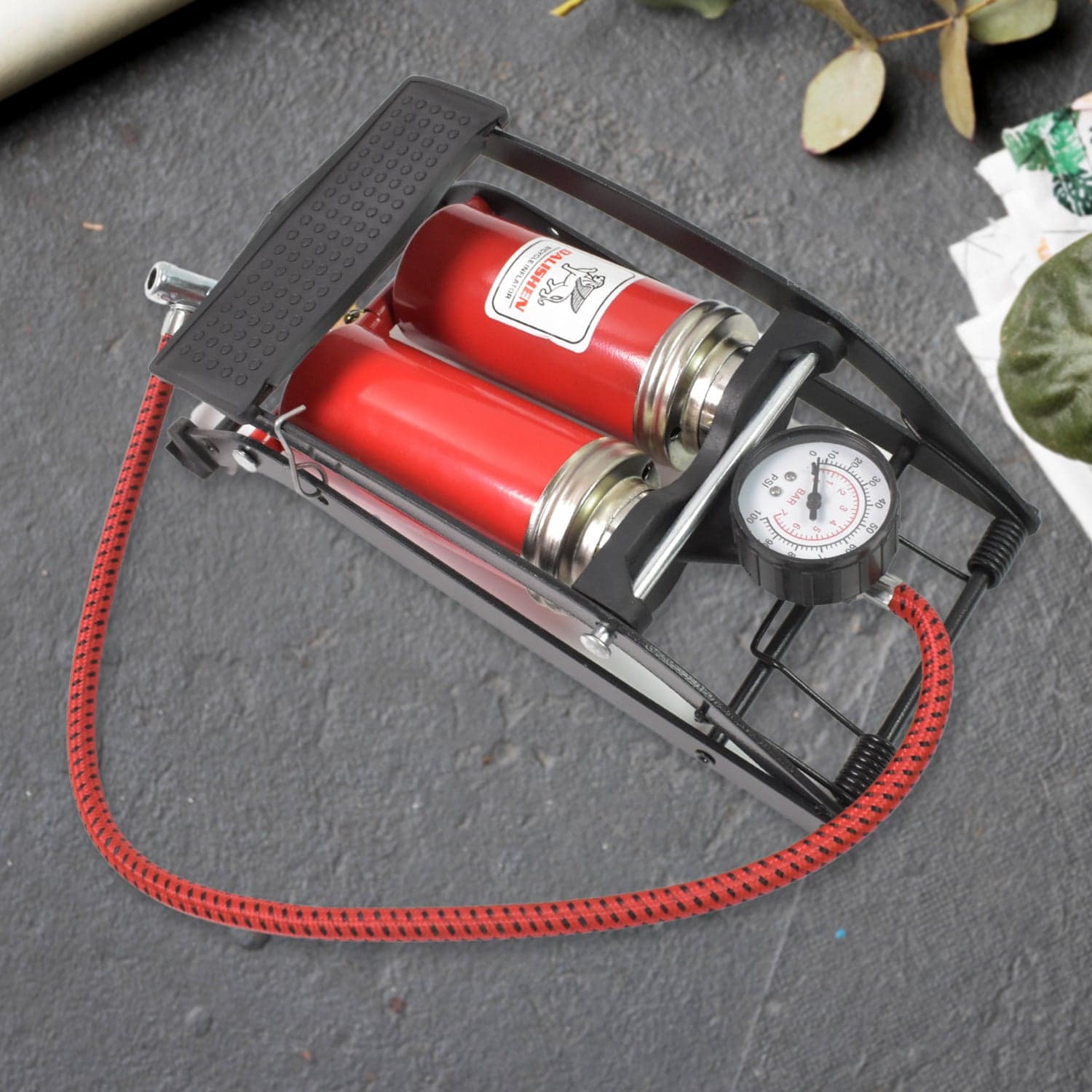 Dual-Cylinder Foot Pump, Portable Floor Bike Pump, 100PSI Air Pump thumbnail 4